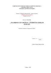 „Algirdas city hotels“  viešbučio veiklos analizė