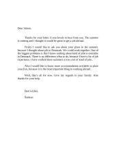 Letter about work abroad