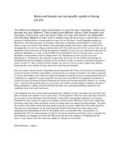 Males and females are not equally capable of doing any job