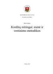 Kreditų reitingai: esmė ir vertinimo metodikos