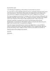 Letter about purchase of concert tickets