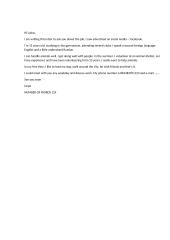 Letter about the job