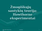 Žmogiškųjų santykių teorija: Howthorne eksperimentai