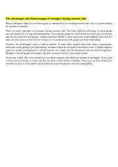 The advantages and disadvantages of teenagers having summer jobs