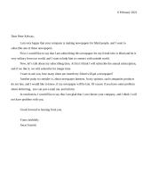 Letter: answer to notice