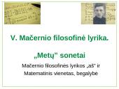 V. Mačernio filosofinė lyrika