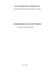 E. Durkheimo socialinė teorija