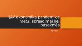 JAV ekonomika pandemijos metu: sprendimai bei pasekmės