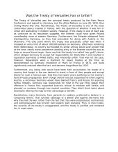 Was the Treaty of Versailles Fair or Unfair?