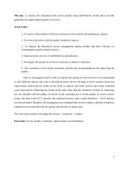 Paslaugų kokybės vertinimas ir gerinimas viešbučių pavyzdžiu 5 puslapis