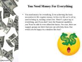 What problems does money cause and solve in our society? 4 puslapis