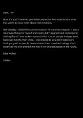 Letter about an exhibition