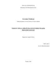 Teksto tipas, aprašymas ir jo mokymas(is) progimnazijoje 
