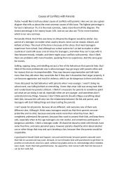 Causes of conflicts with parents