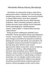 Menininko likimas lietuvių literatūroje