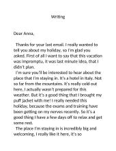 Letter about holiday