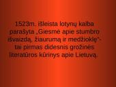 Stumbro paveikslas Mikalojaus Husoviano kūrinyje ,,Giesmė apie stumbro išvaizdą, žiaurumą ir medžioklę’’ 3 puslapis