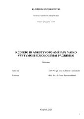Kūdikystės ir ankstyvojo amžiaus vaiko fiziologiniai pagrindai