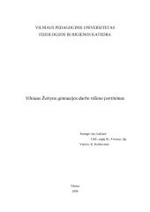 Sveikatos ugdymas: Vilniaus Žvėryno gimnazijos darbo rėžimo įvertinimas