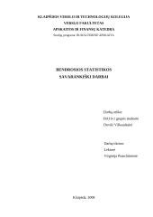 Bendrosios statistikos savarankiški darbai