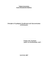 Principles of typological classification and characterization of dictionaries