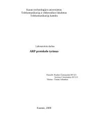 ARP protokolo veikimas LAN tinkle