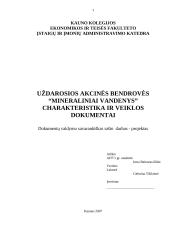 Charakteristika ir veiklos dokumentai: UAB "Mineraliniai vandenys"