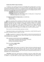 Commercial activities and types of contracts