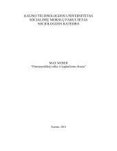 M. Weber "Protestantiškoji etika ir kapitalizmo dvasia"