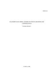 United States of America (USA) mortgage crisis: course of events, reasons and consequences