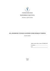 Pensijų kaupimo fondo rinkos tyrimas: pensijų kaupimo fondas AB "Swedbank"