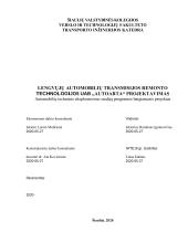 Lengvųjų automobilių transmisijos remonto technologijos UAB „Autoarta“ projektavimas  2 puslapis