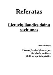 Lietuvių liaudies dainų savitumas