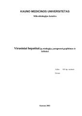 Virusiniai hepatitai:jų etiologija, patogenezė,paplitimas ir šaltiniai