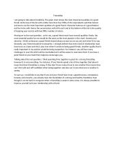 Friendship, monologue