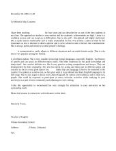 Letter: recommendation letter for a student 1 puslapis