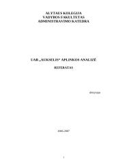 Aplinkos analizė: UAB "Aukselis"