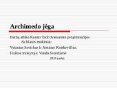 Archimedo jėga ir jos veikimas