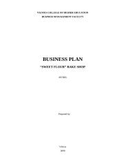Business plan: bake shop "Sweet flour"