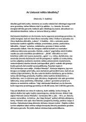 Ar Lietuvai reikia idealistų?