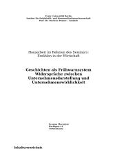 Geschichten als Frühwarnsystem Widersprüche zwischen Unternehmensdarstellung und Unternehmenswirklichkeit