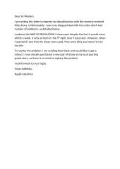 Complaint letter about shoes