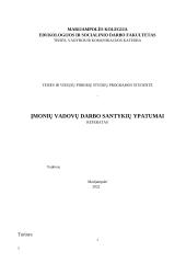 Įmonių vadovų darbo santykių ypatumai