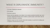 Diplomatic immunity - its scope and the rules of full diplomatic immunity  5 puslapis