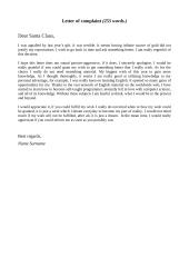 Letter of complaint pavyzdys