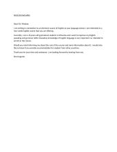 Semi-formal letter in connection to an intensive course of English