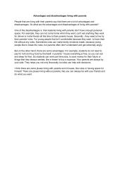 Advantages and disadvantages of living with parents