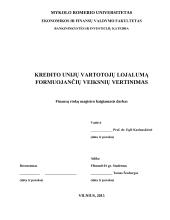 Kredito unijų vartotojų lojalumą formuojančių veiksnių vertinimas 2 puslapis