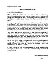 Letter: recommendation letter