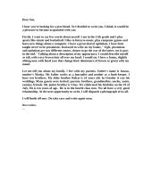 Letter: informal letter to a penpal